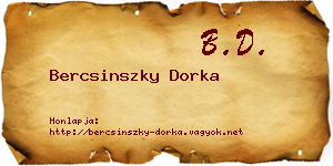 Bercsinszky Dorka névjegykártya